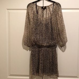 Sheer with slip grey cheetah print dress